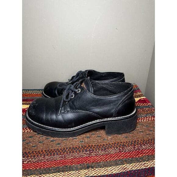 Harley Davidson Womens Black Leather Ankle Lace Up Shoe Y2K Sz 9 - Picture 2 of 8